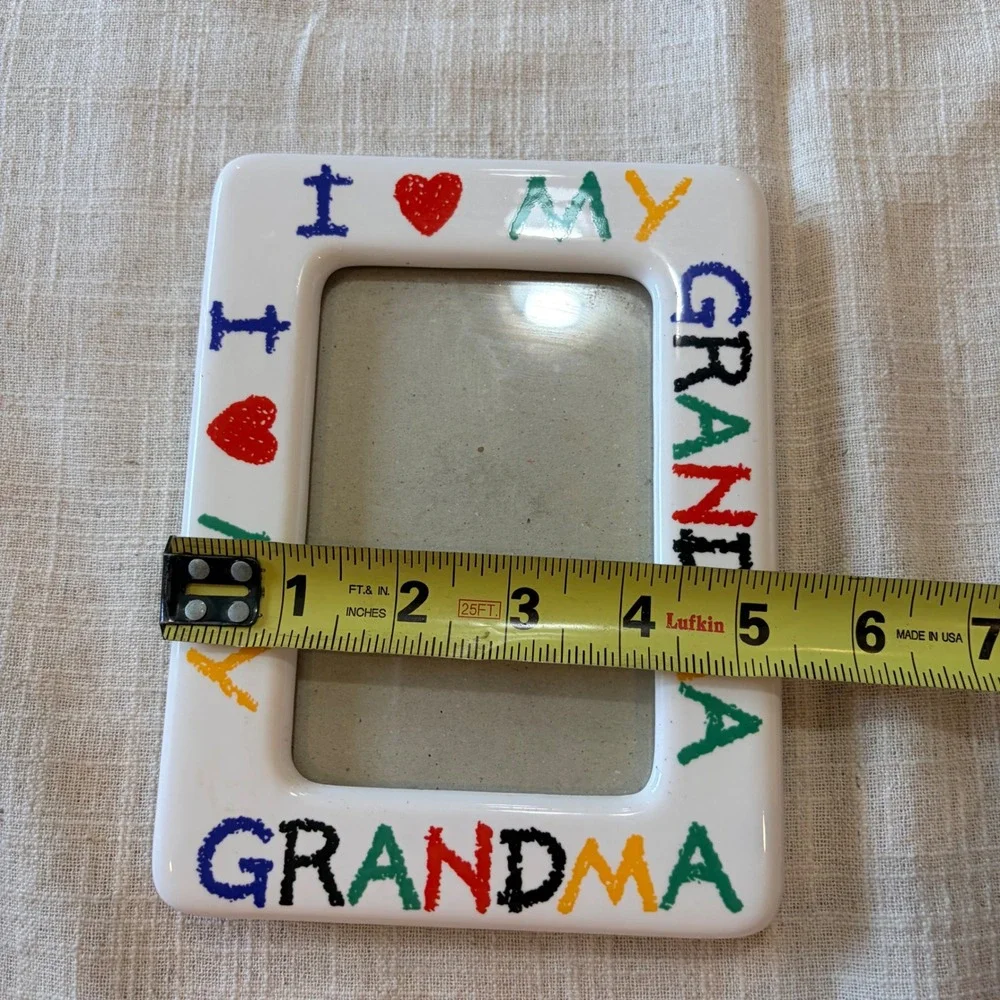 Decorel I Love My Grandma Ceramic Picture Frame White Kidcore Crayon 3.5x5